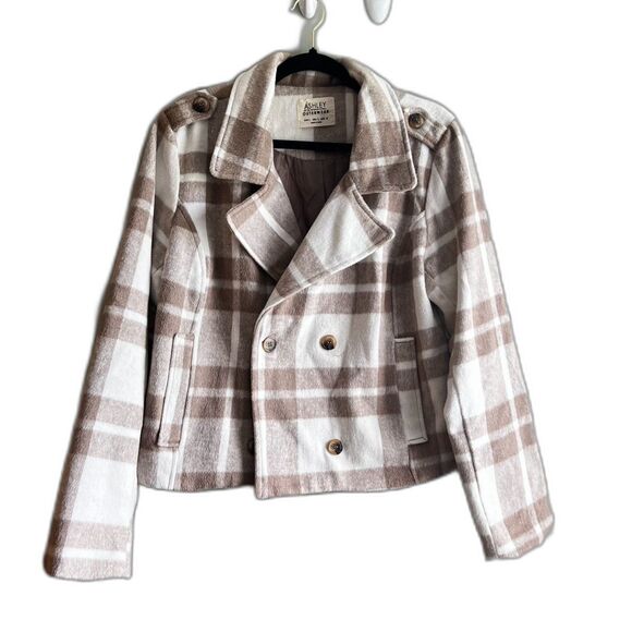 Ashley Outerwear Neutral Blazer Jacket Double Breasted Soft Teddy - Large - Picture 1 of 6